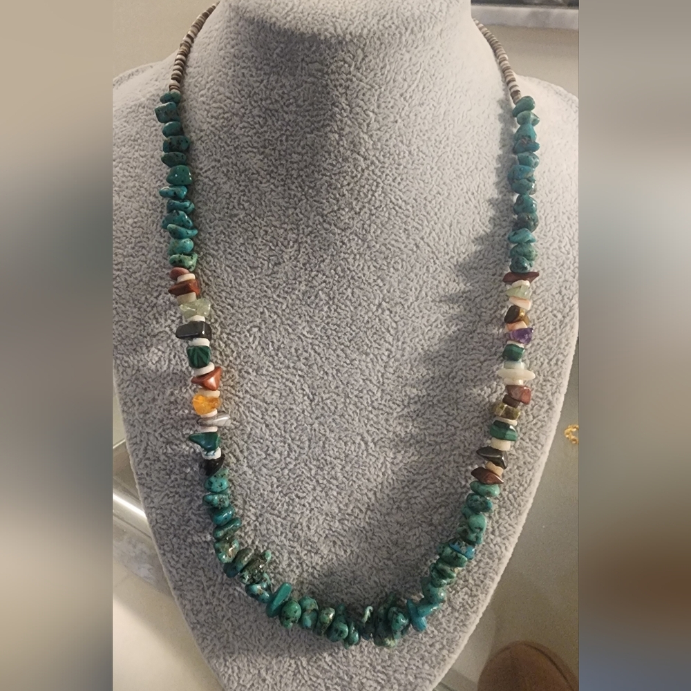 Multicolor‎ Tourmaline And Jade Stone Necklace